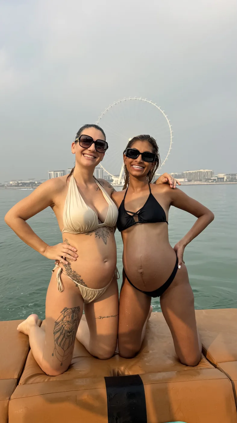 Zay on the boat pregnant